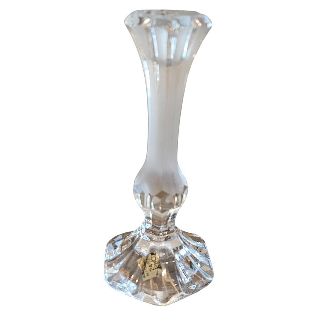 Vintage Polish Lead Crystal Tulip Candlestick Holder Taper 24% PbO Poland MCM - Picture 2 of 11